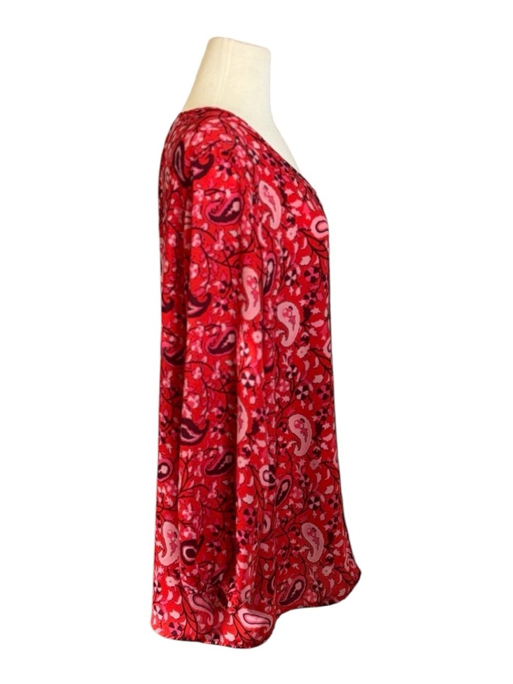 Liz Claiborne Red Paisley Scoop Neck Tunic - Picture 2 of 7
